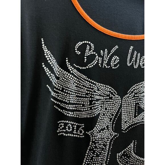 Biker Clothing *Imperfection* Bling 2016 Bike Week Scoop Neck Top Size Large - Picture 4 of 10